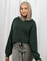 Crop Hooded Knit Top