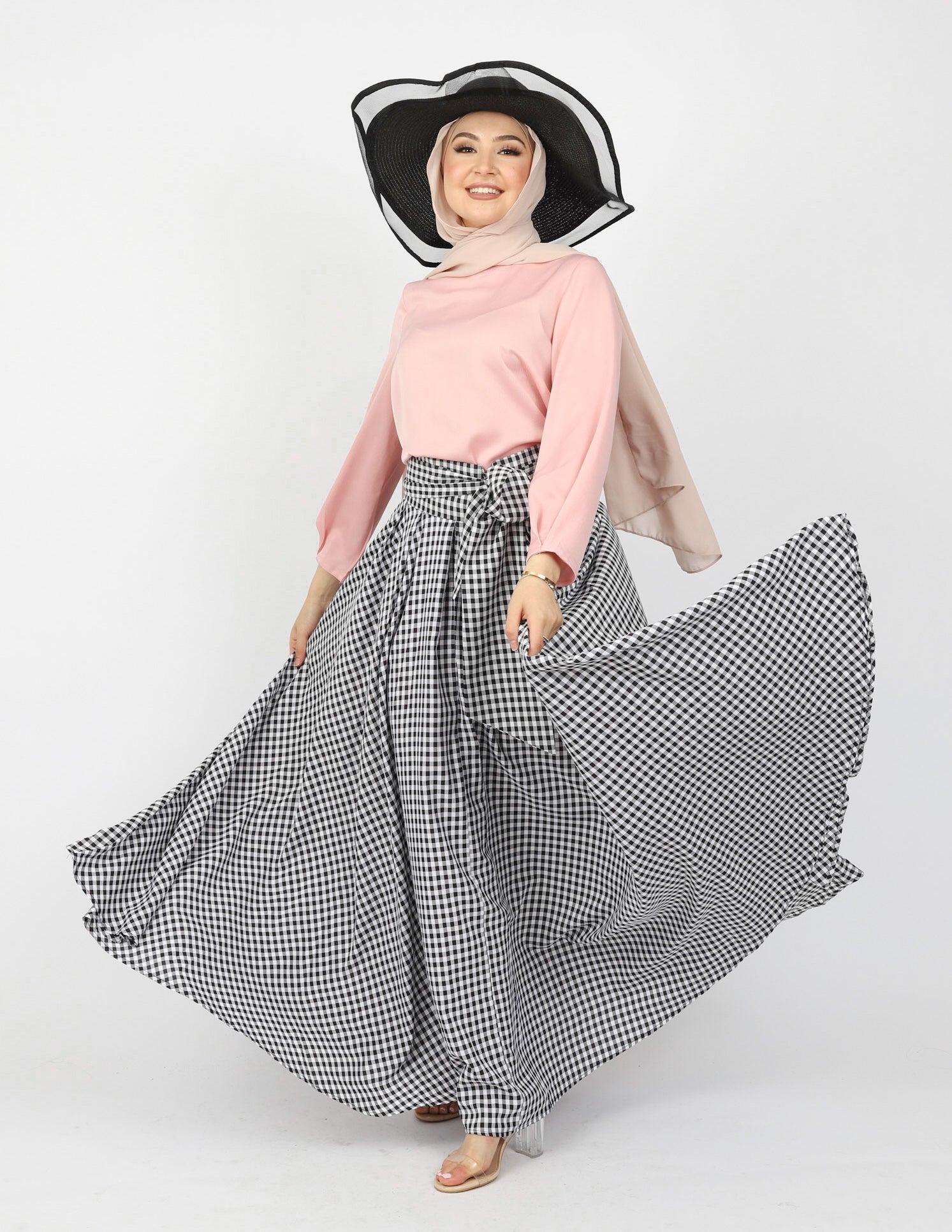 WS6127Check-skirt