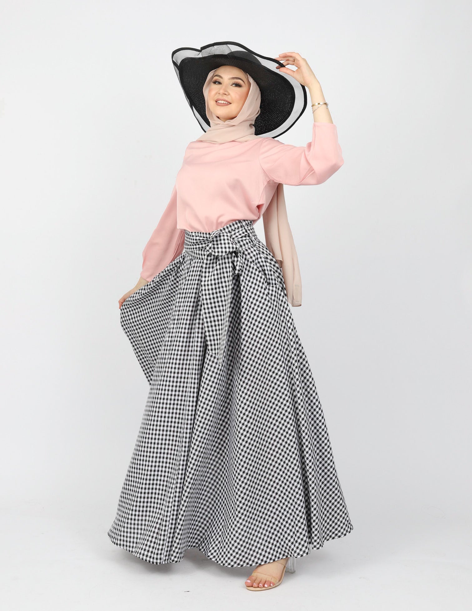 WS6127Check-skirt