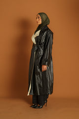 Runway Border Leather Trench