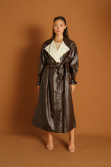 Runway Border Leather Trench