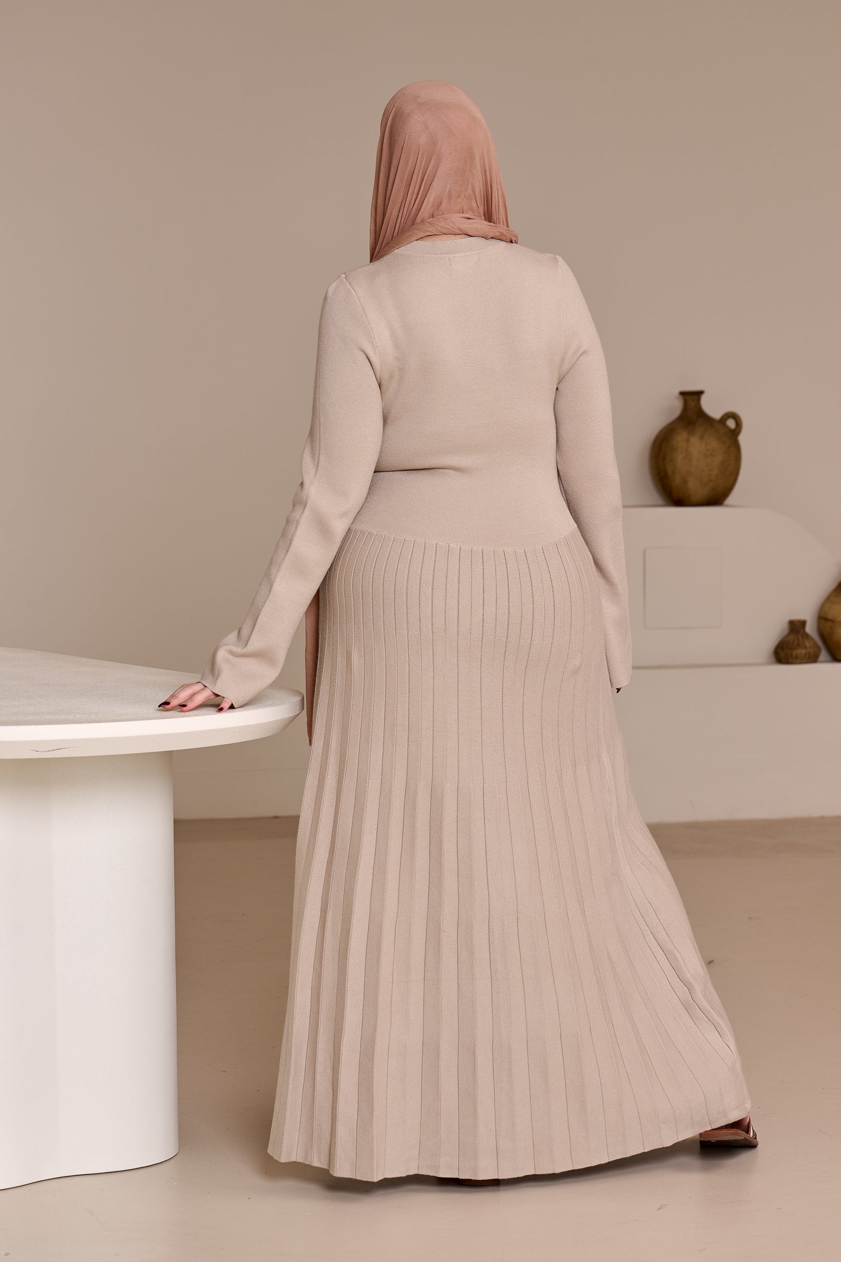 Clara Pleated Knit Dress