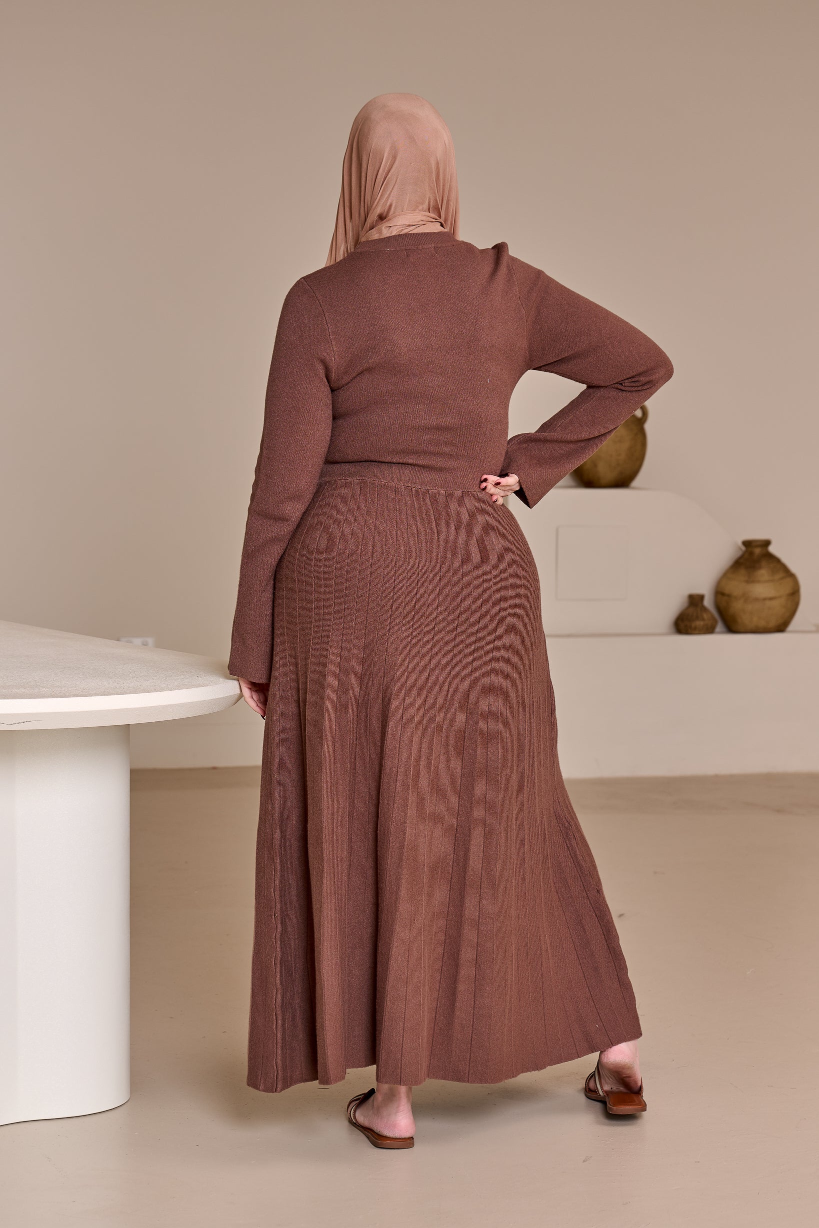 Clara Pleated Knit Dress