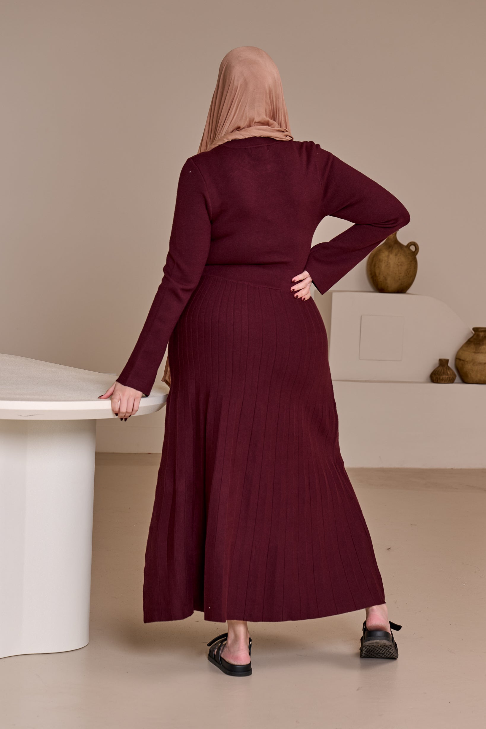 Clara Pleated Knit Dress
