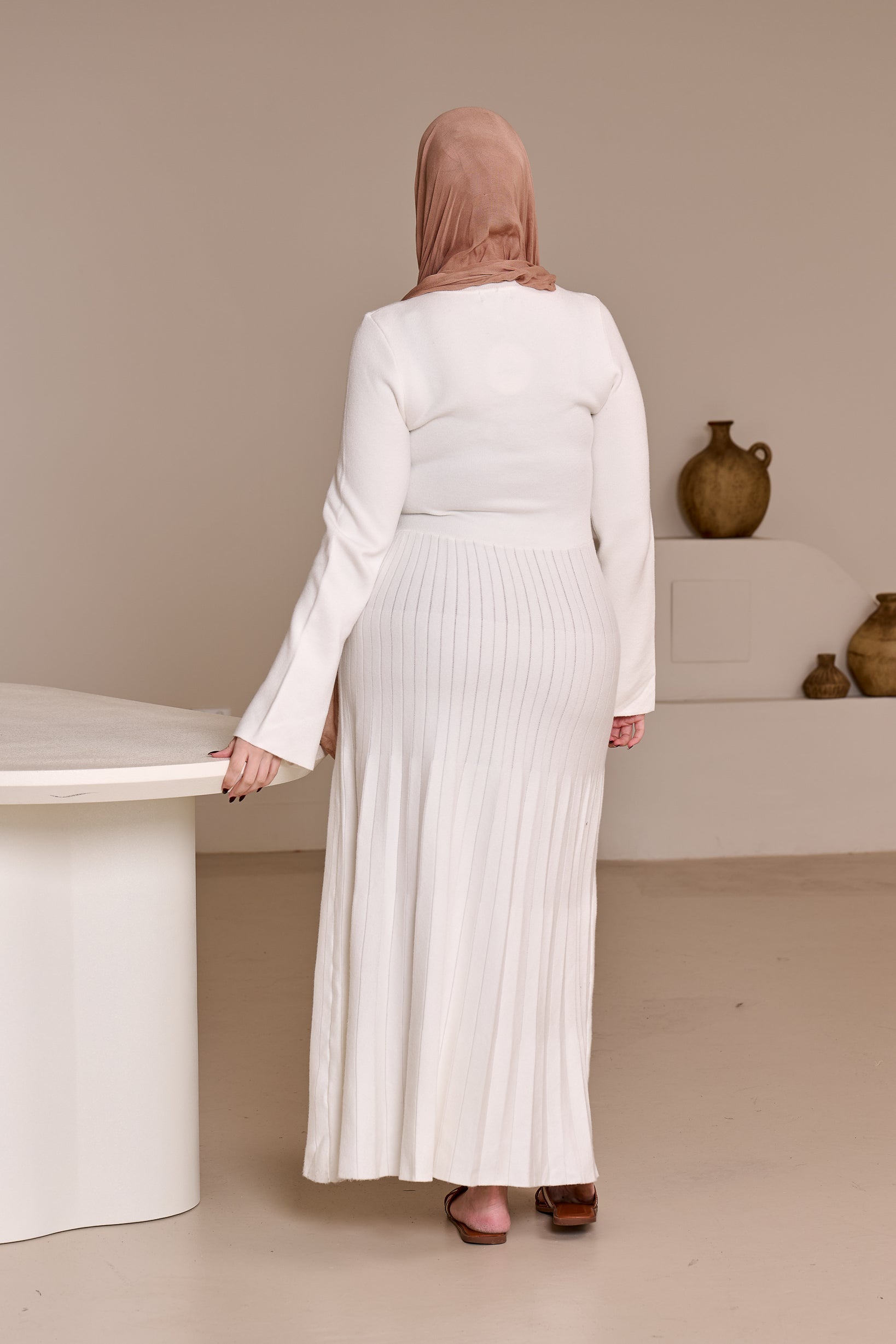 Clara Pleated Knit Dress
