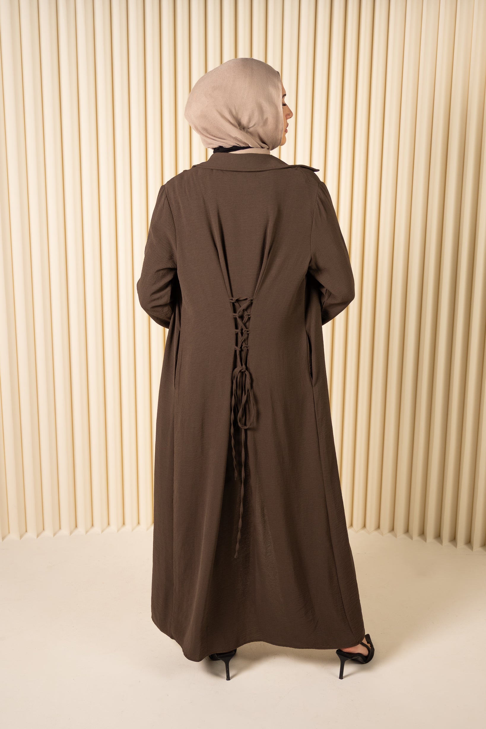 Tie Back Shirt Abaya & Pant Set