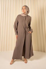 Tie Back Shirt Abaya & Pant Set