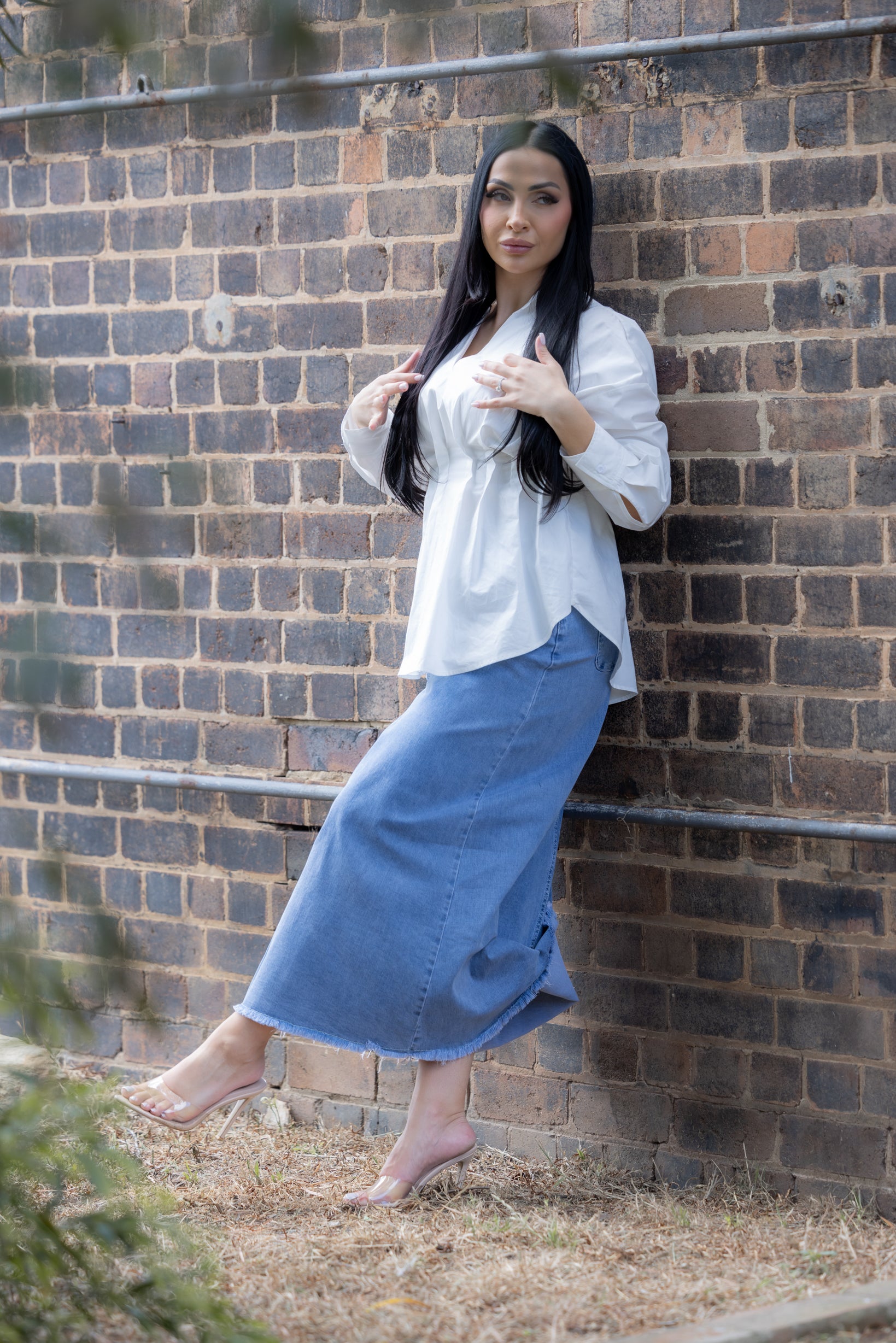 Dida Fray Hem Denim Skirt