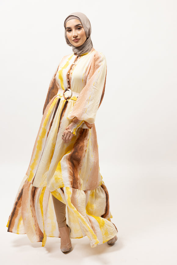 Unique Ethnic Printed Tie-Strap Cardigan Maxi Dress main image 0