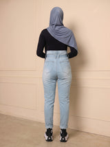 Tie Waist Denim Jeans High Rise