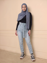 Tie Waist Denim Jeans High Rise
