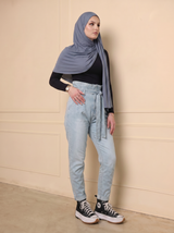 Tie Waist Denim Jeans High Rise