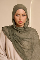 Èlan Luxe Crinkled Shawl - Shades of Green