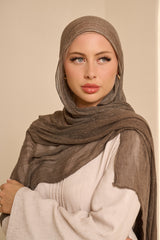 Èlan Luxe Crinkled Shawl - Shades of Light Brown