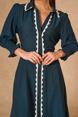 Lace Trim Godet Dress