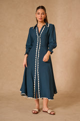 Lace Trim Godet Dress