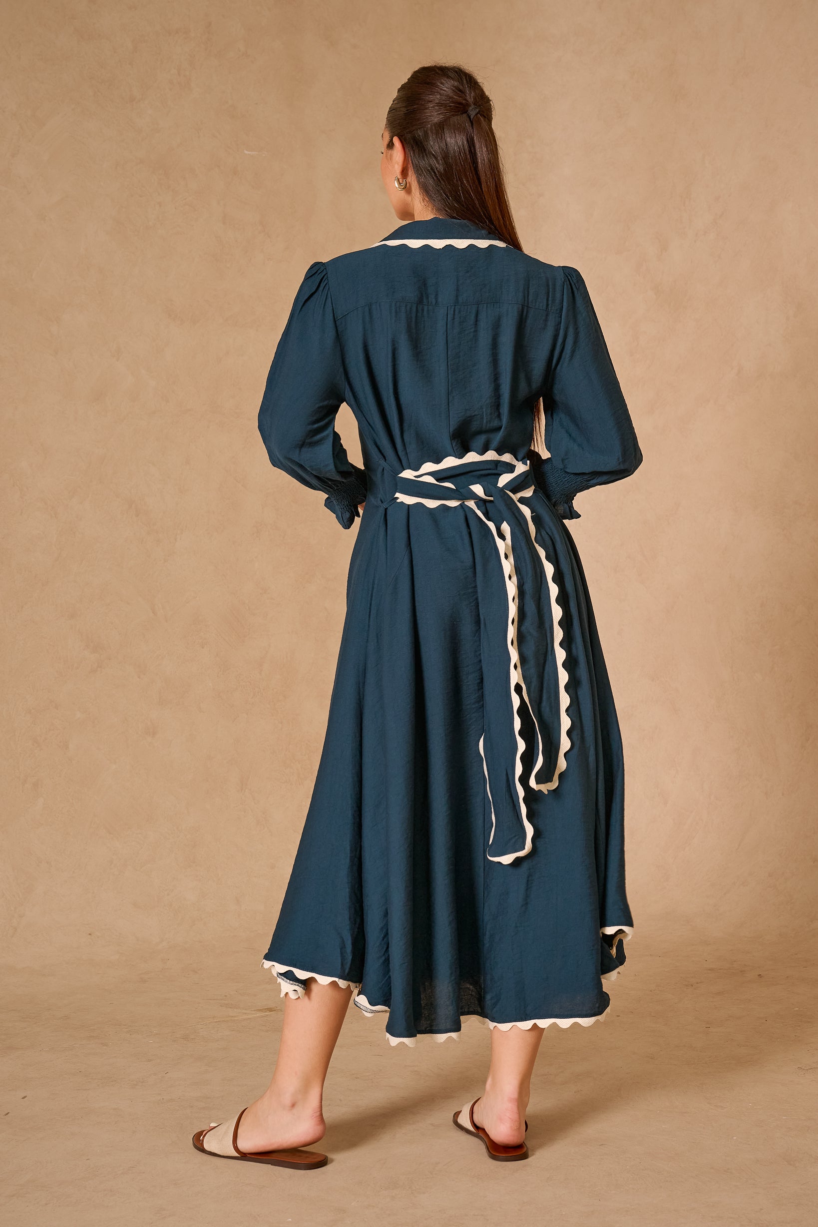 Lace Trim Godet Dress