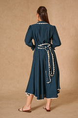 Lace Trim Godet Dress