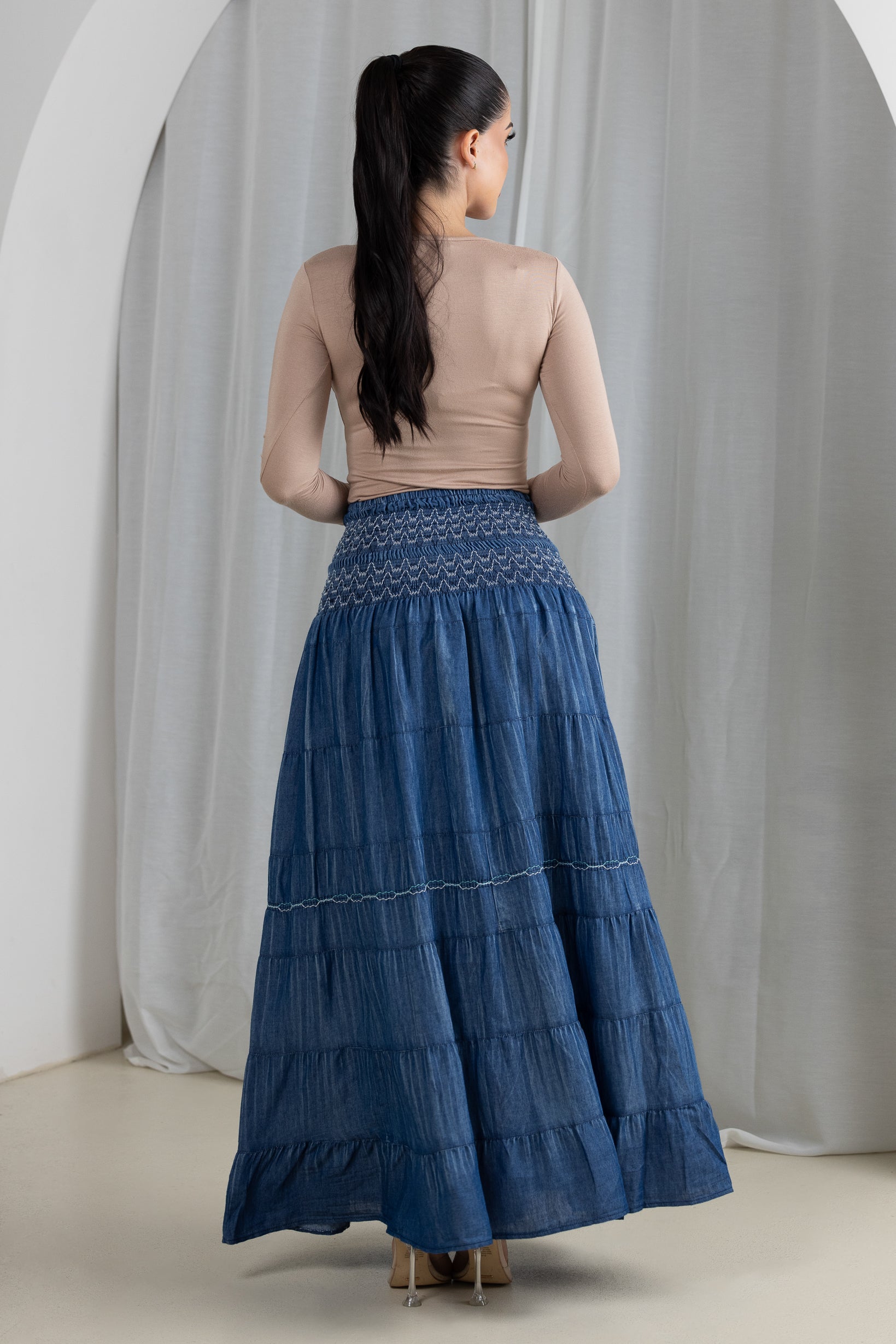 Amara Denim Tiered Skirt