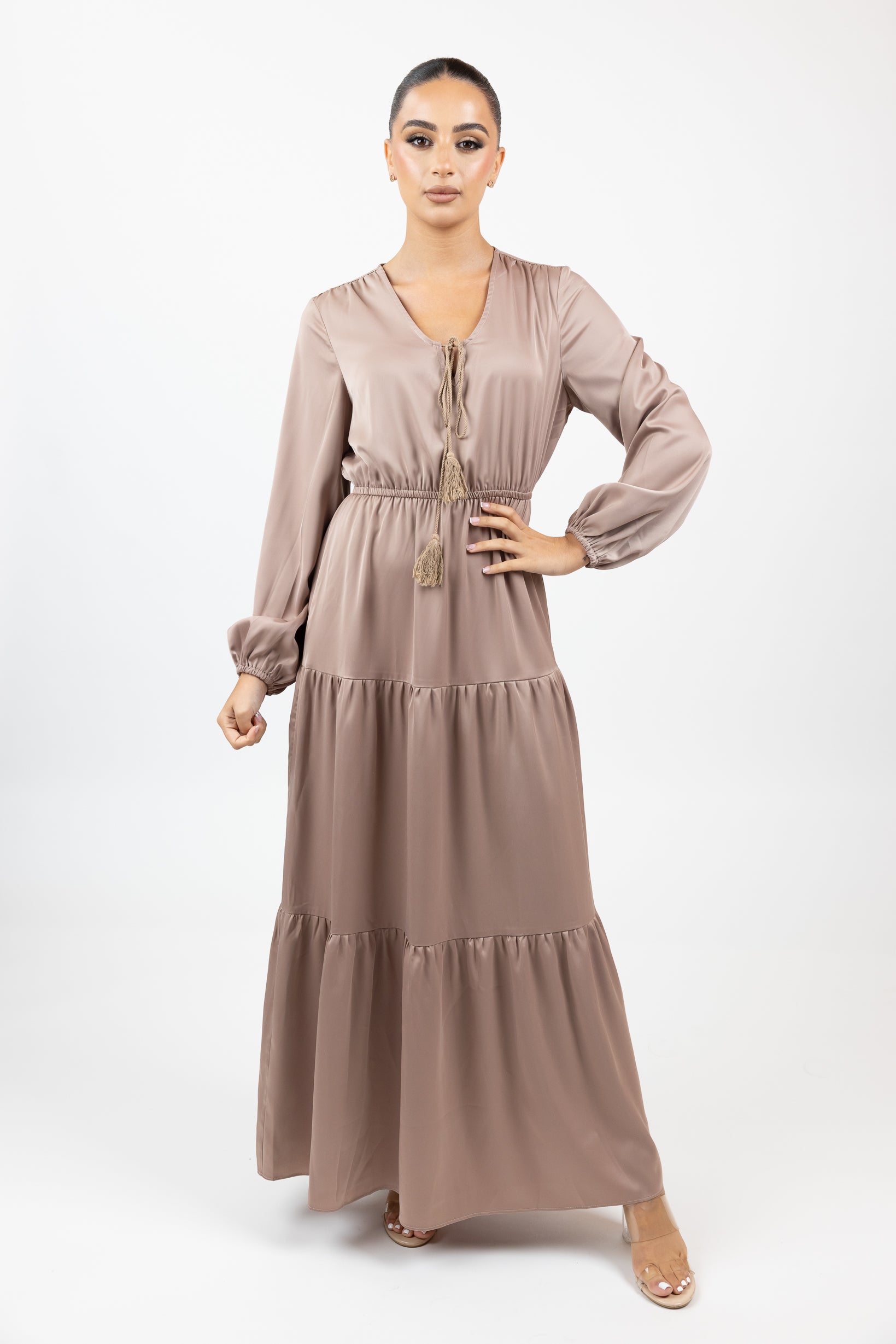 M7309Mocha-abaya-dress