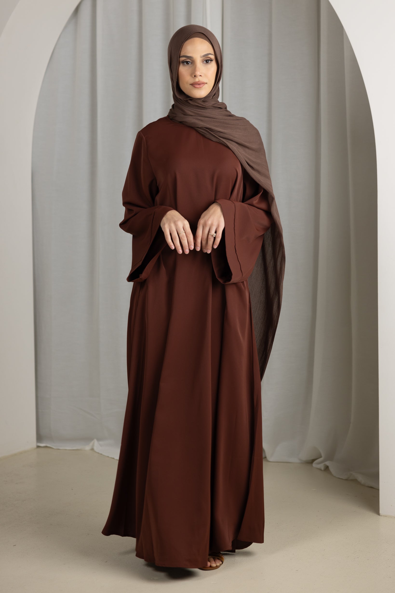 Open Sleeve Abaya - Shades of Brown - Women's Modest Dresses