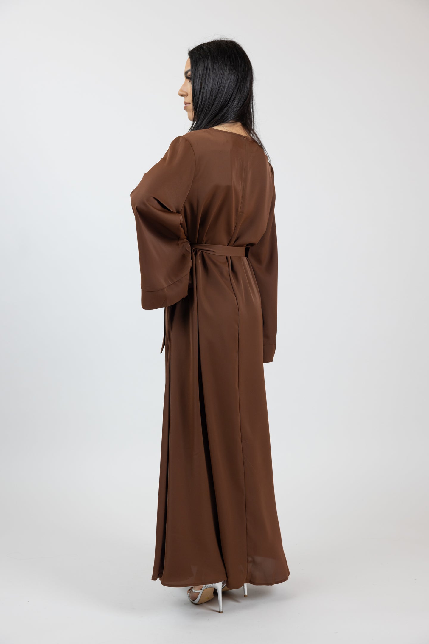 MDS Women Pleated Detail Zippered Abaya - Brown - Surrey main image 0