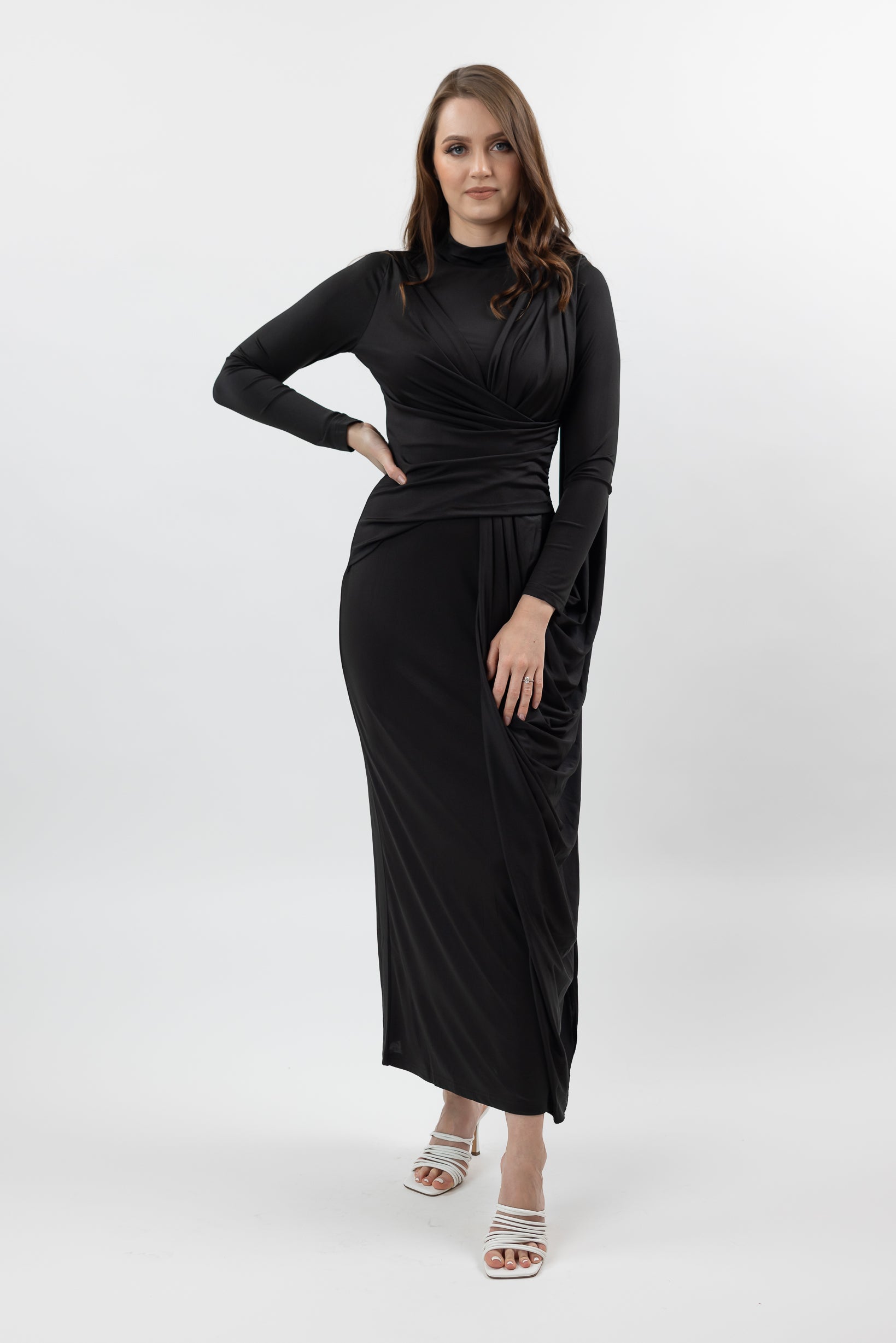 M8387Black-drape-dress