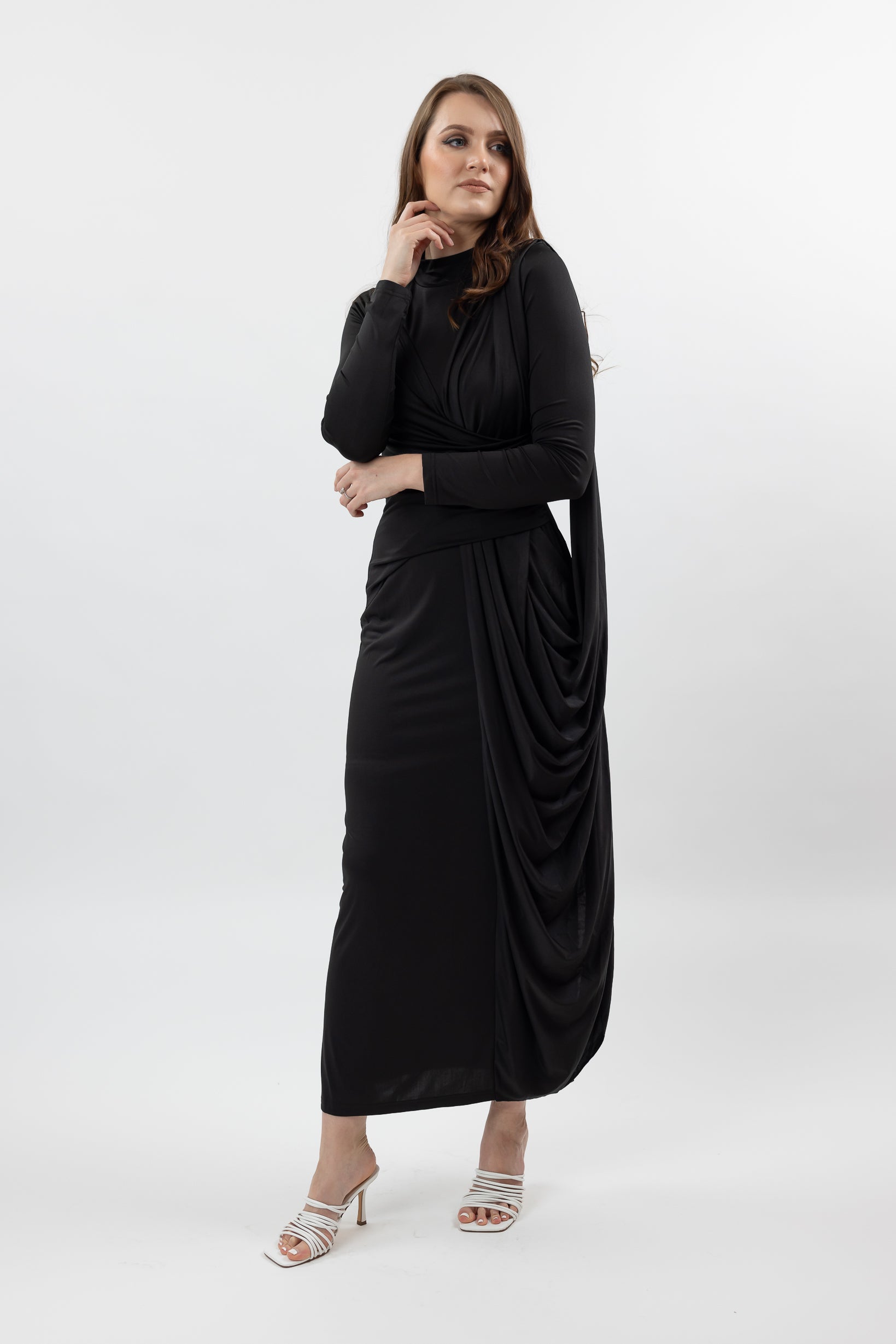 M8387Black-drape-dress