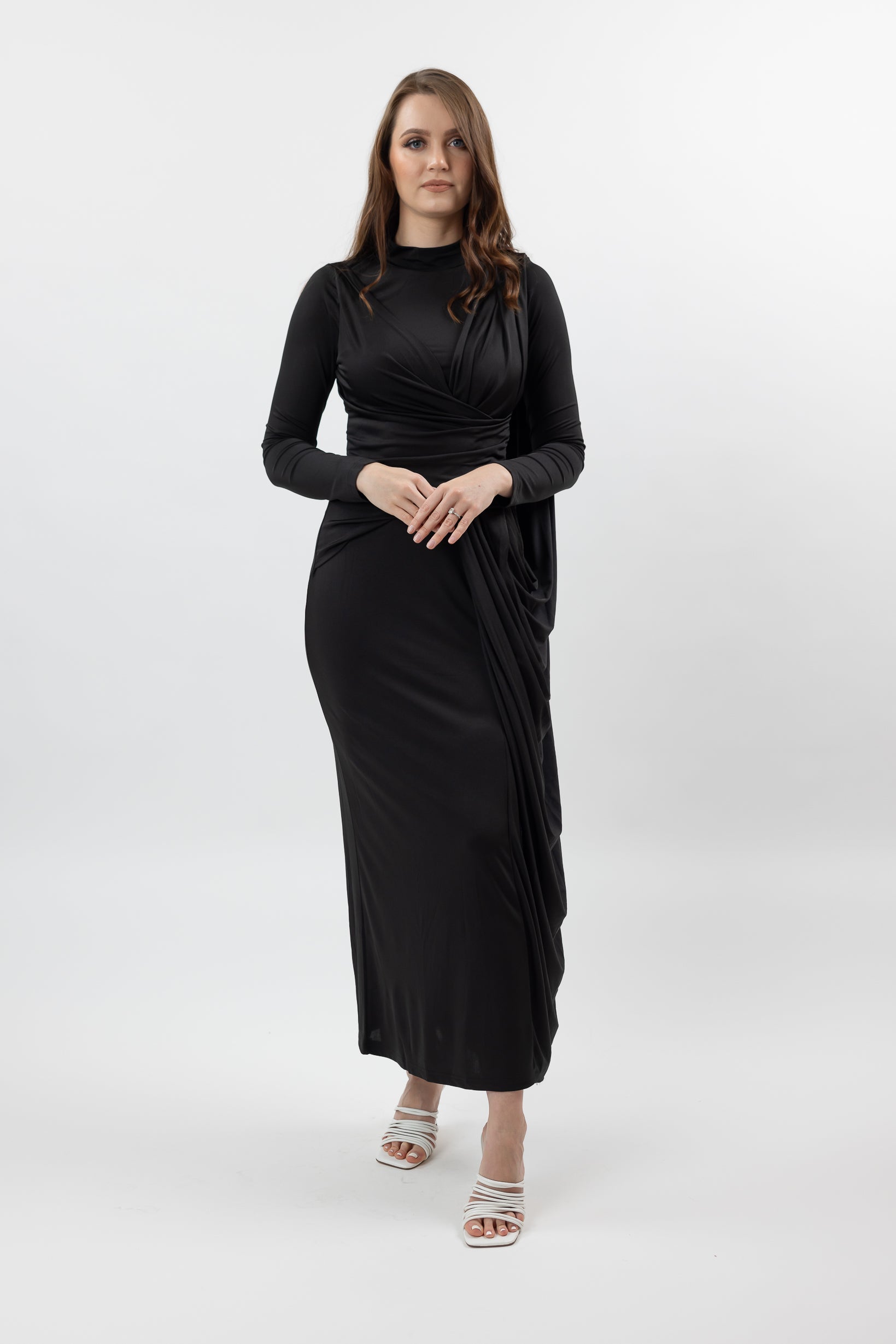 M8387Black-drape-dress