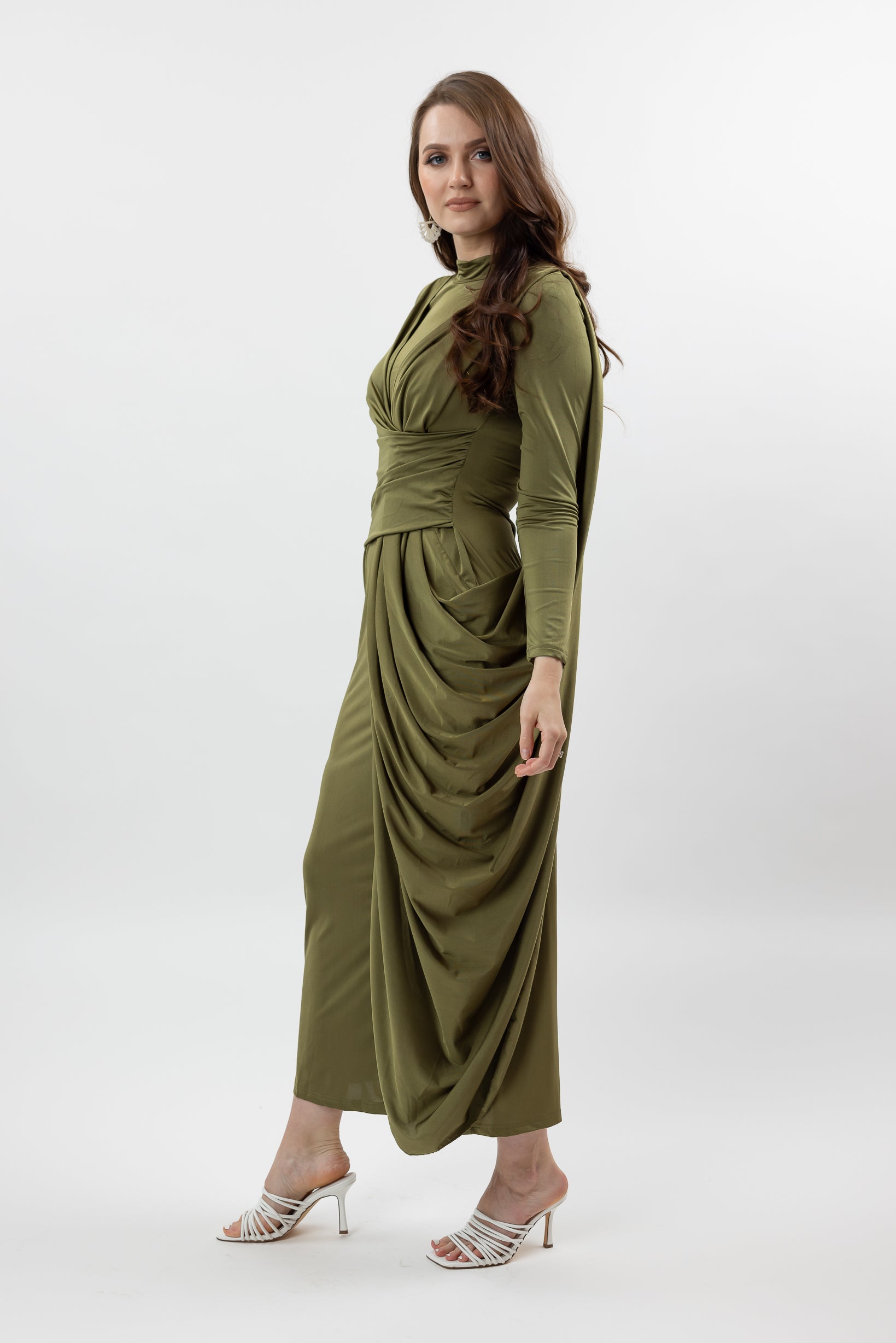 M8387Green-drape-dress