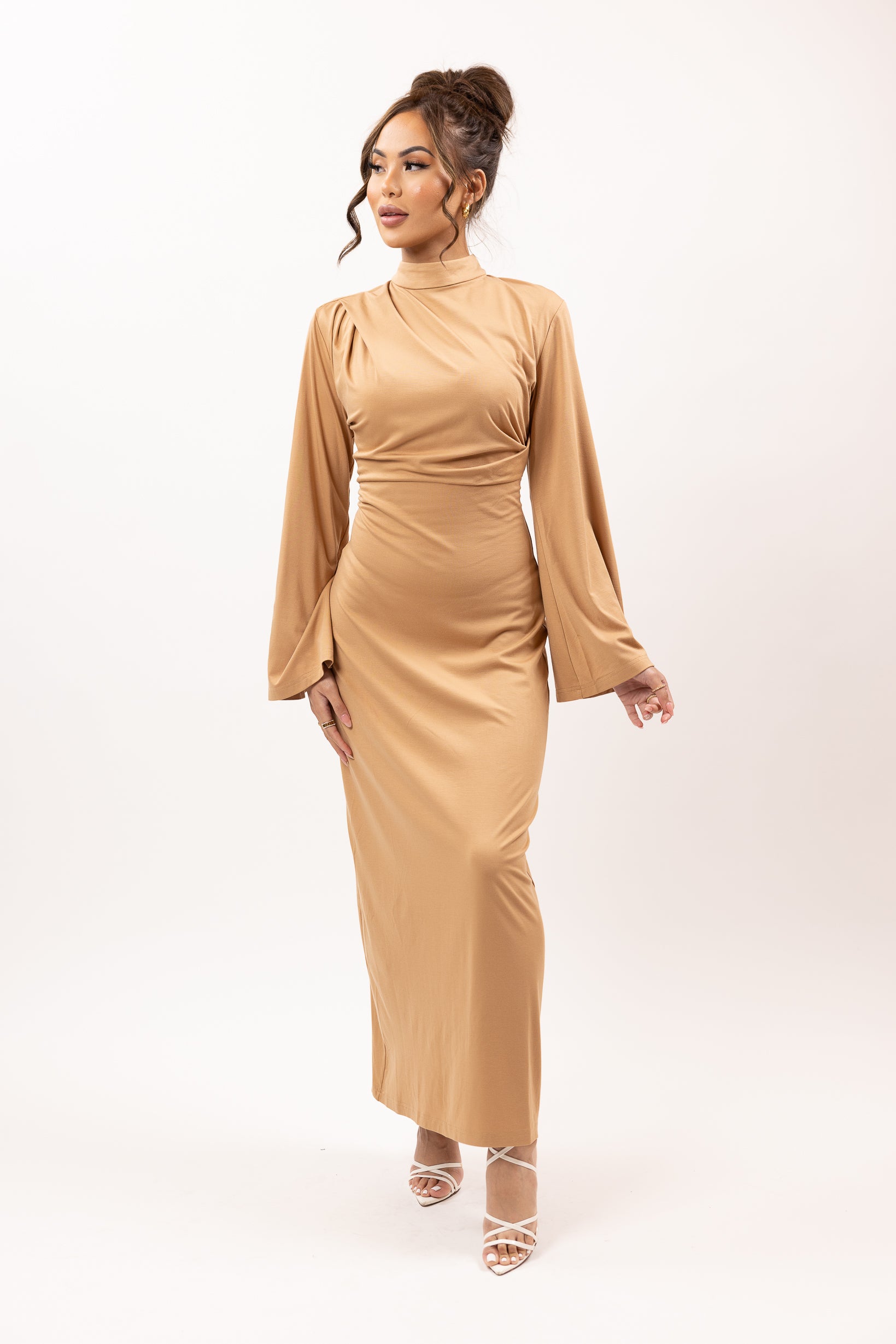 M8461Tan-dress-abaya