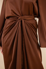 M8608Chocolate-satin-skirt