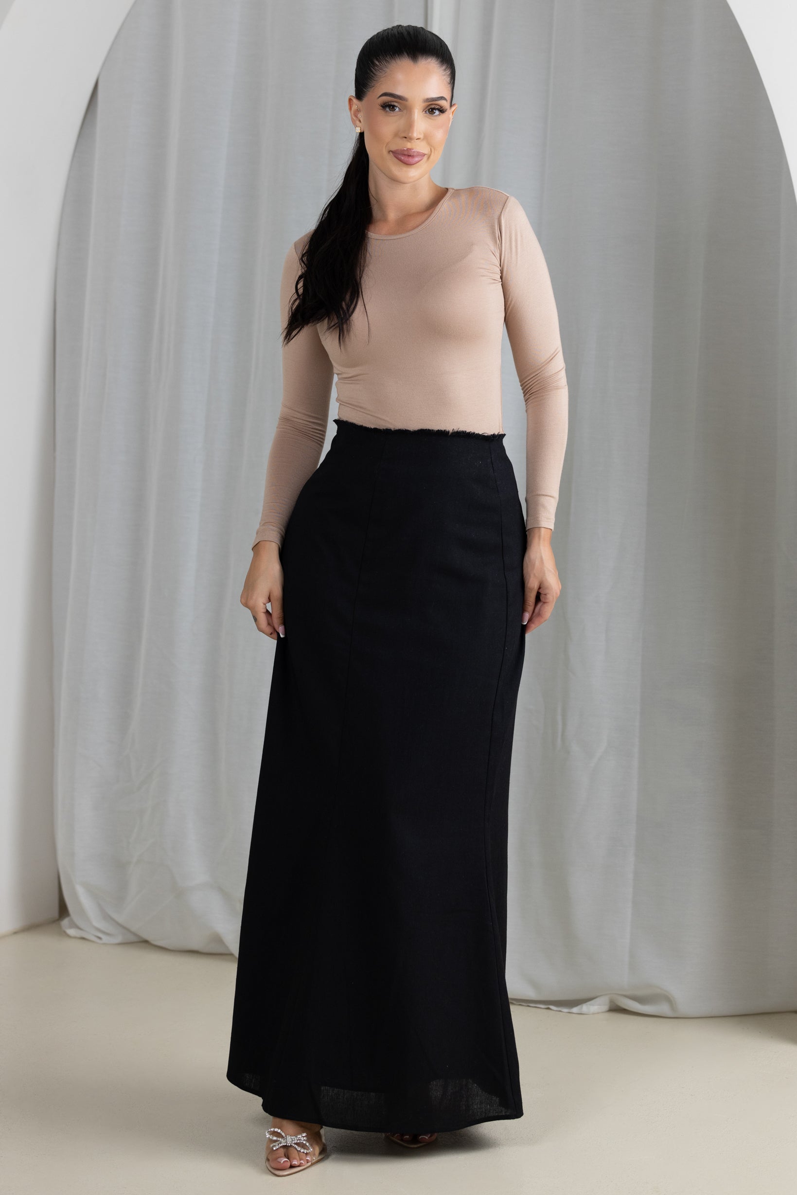 Areem Fray Top Linen Skirt