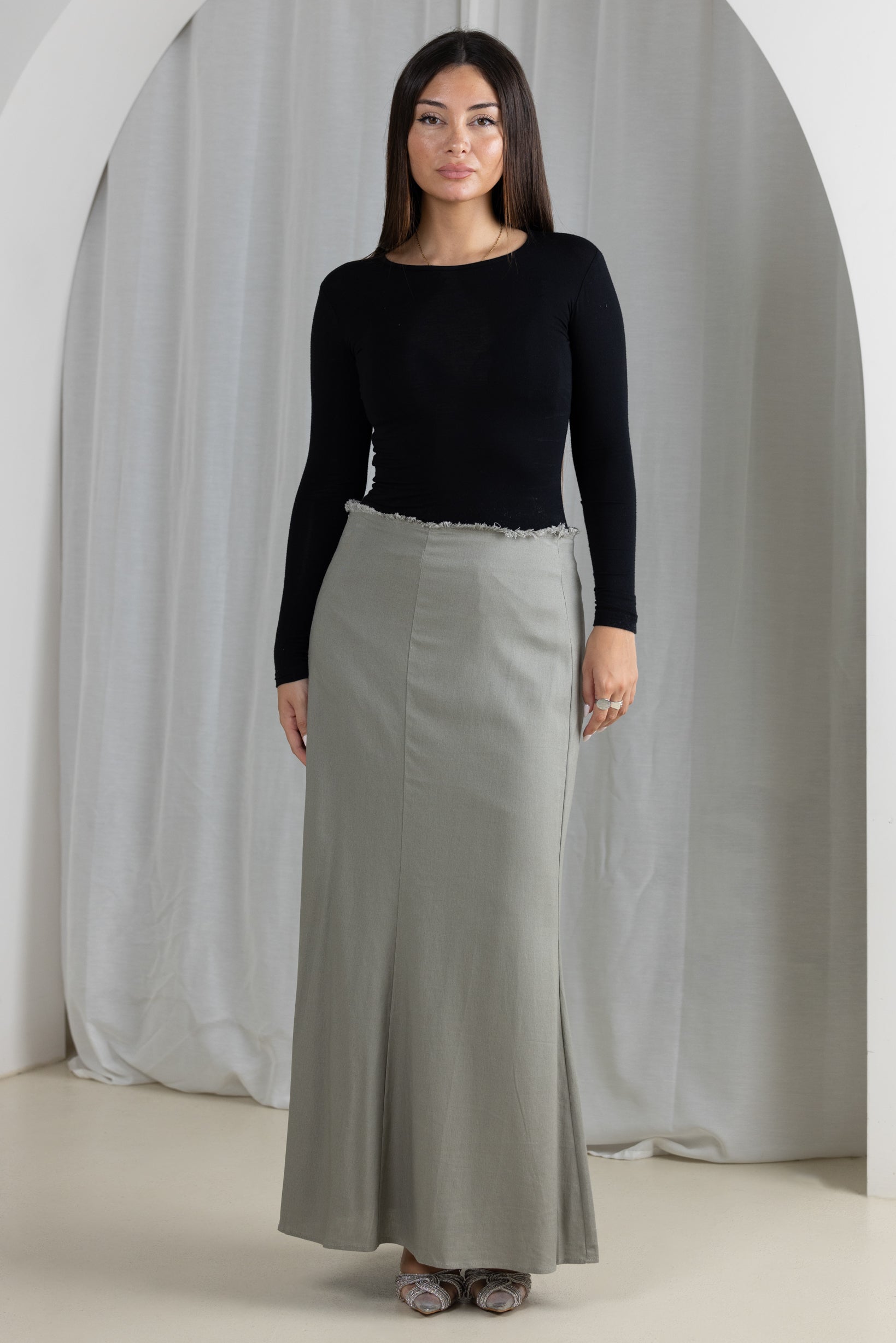 Areem Fray Top Linen Skirt