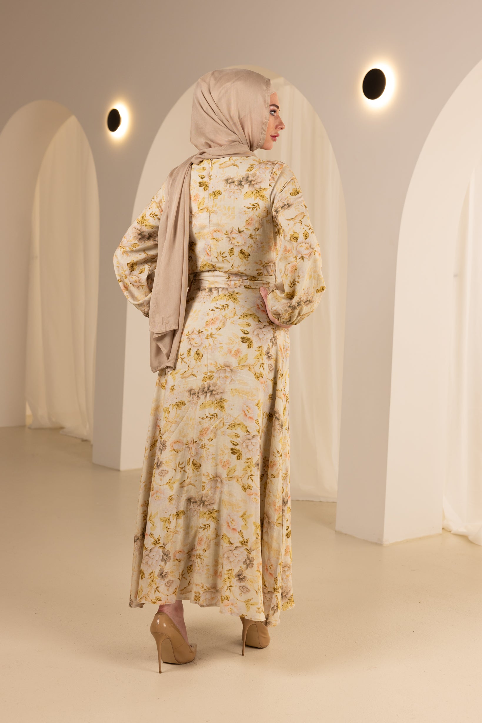M8743YellowFloral-dress-abaya