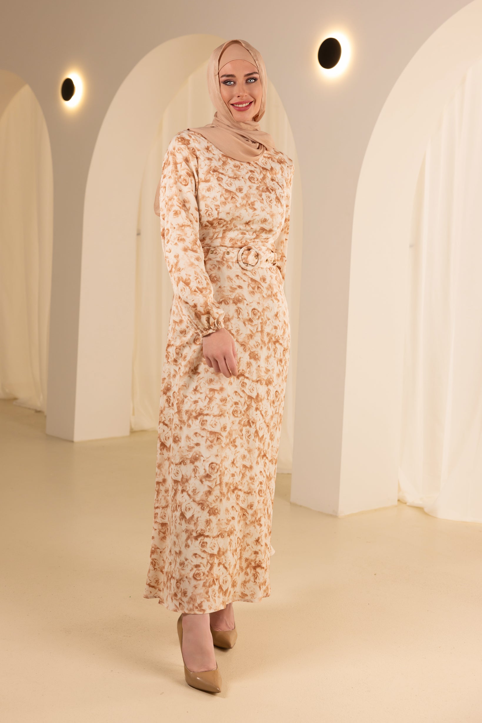 M8756BrownFloral-dress-abaya