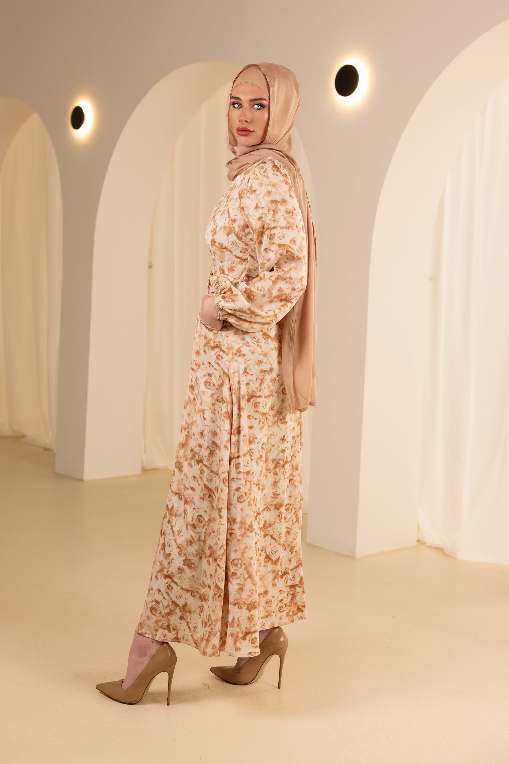 M8756BrownFloral-dress-abaya