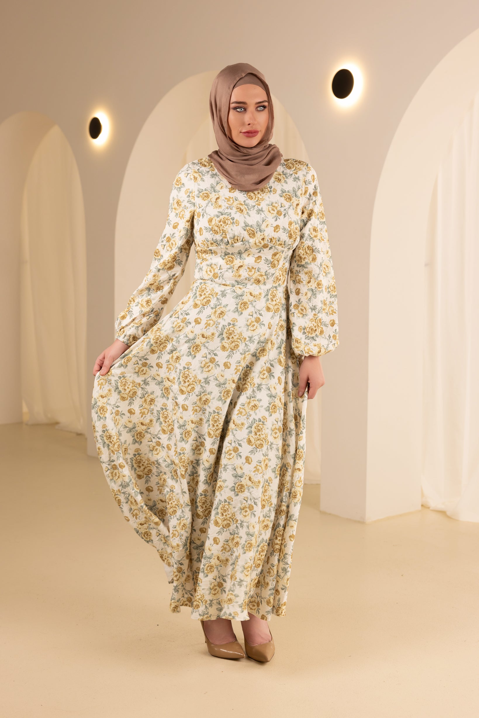 M8758YellowFloral-dress-abaya