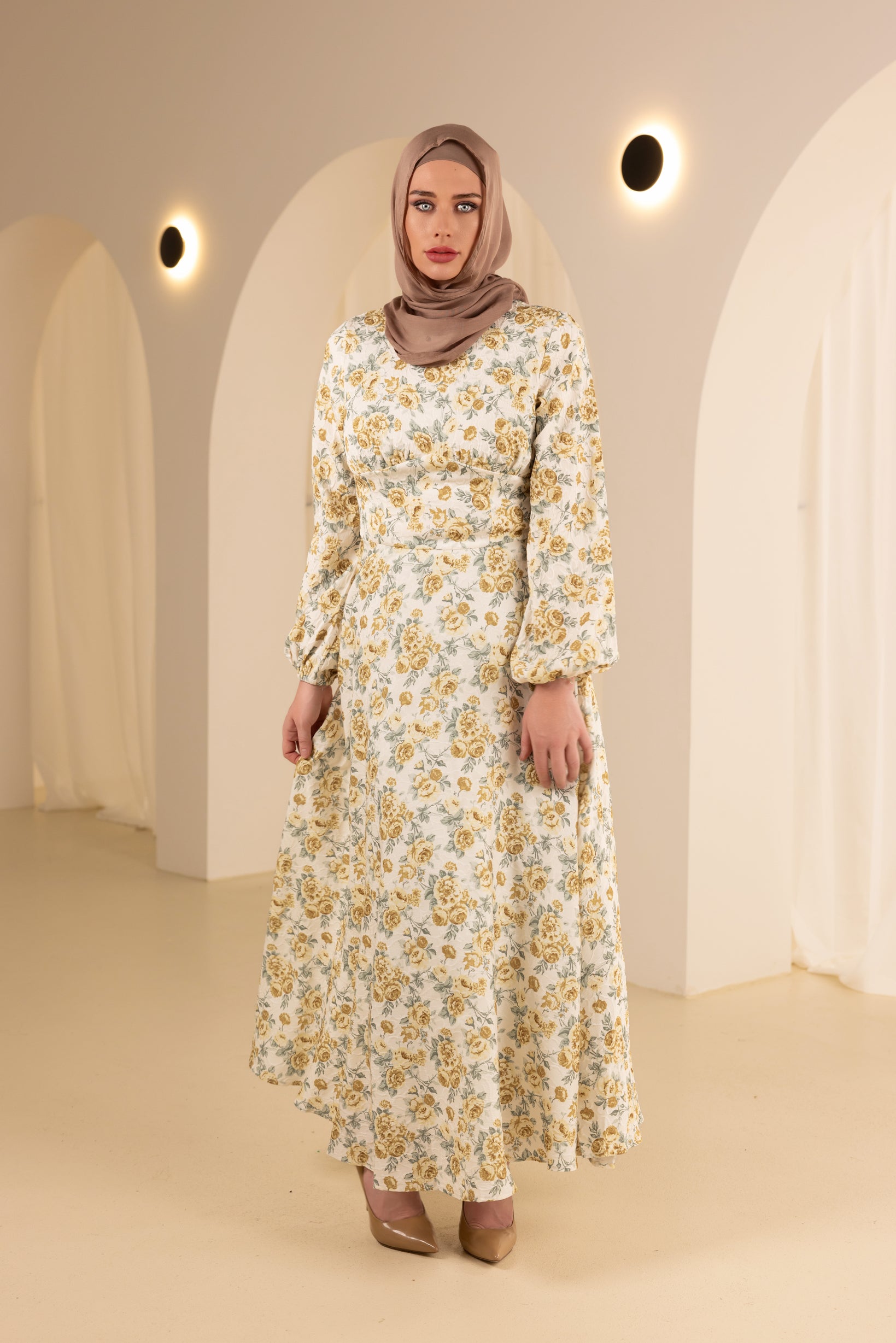 M8758YellowFloral-dress-abaya