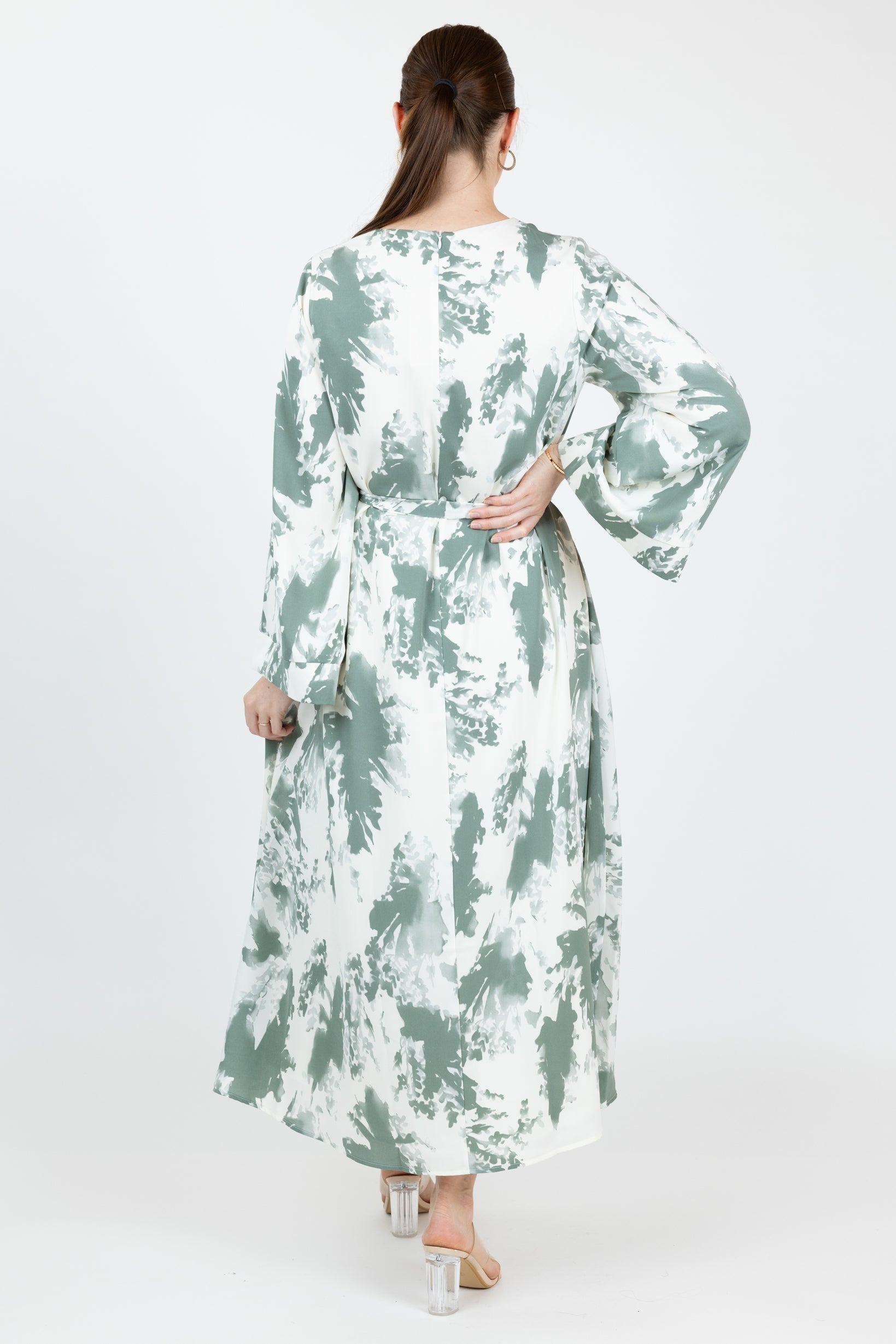 M8800GreenPrint-dress-abaya