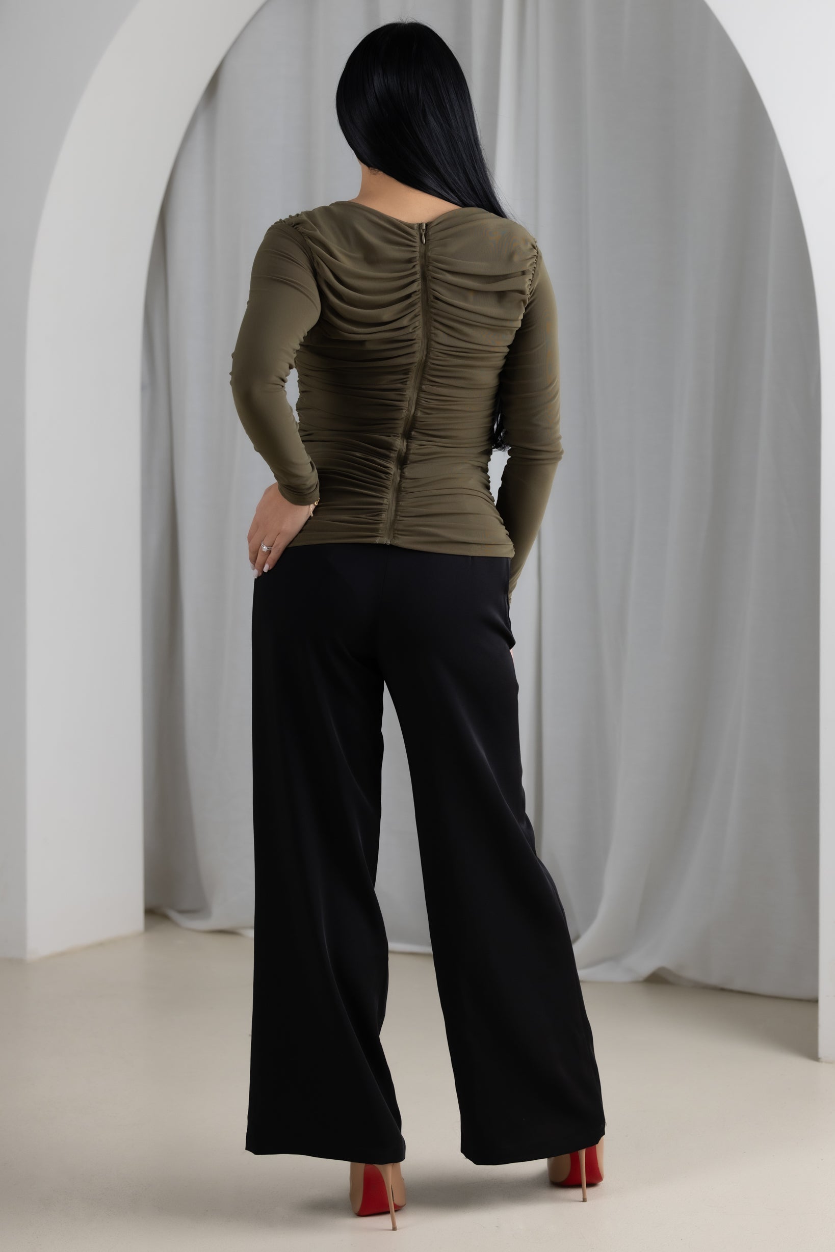 M8850Khaki-blouse-top