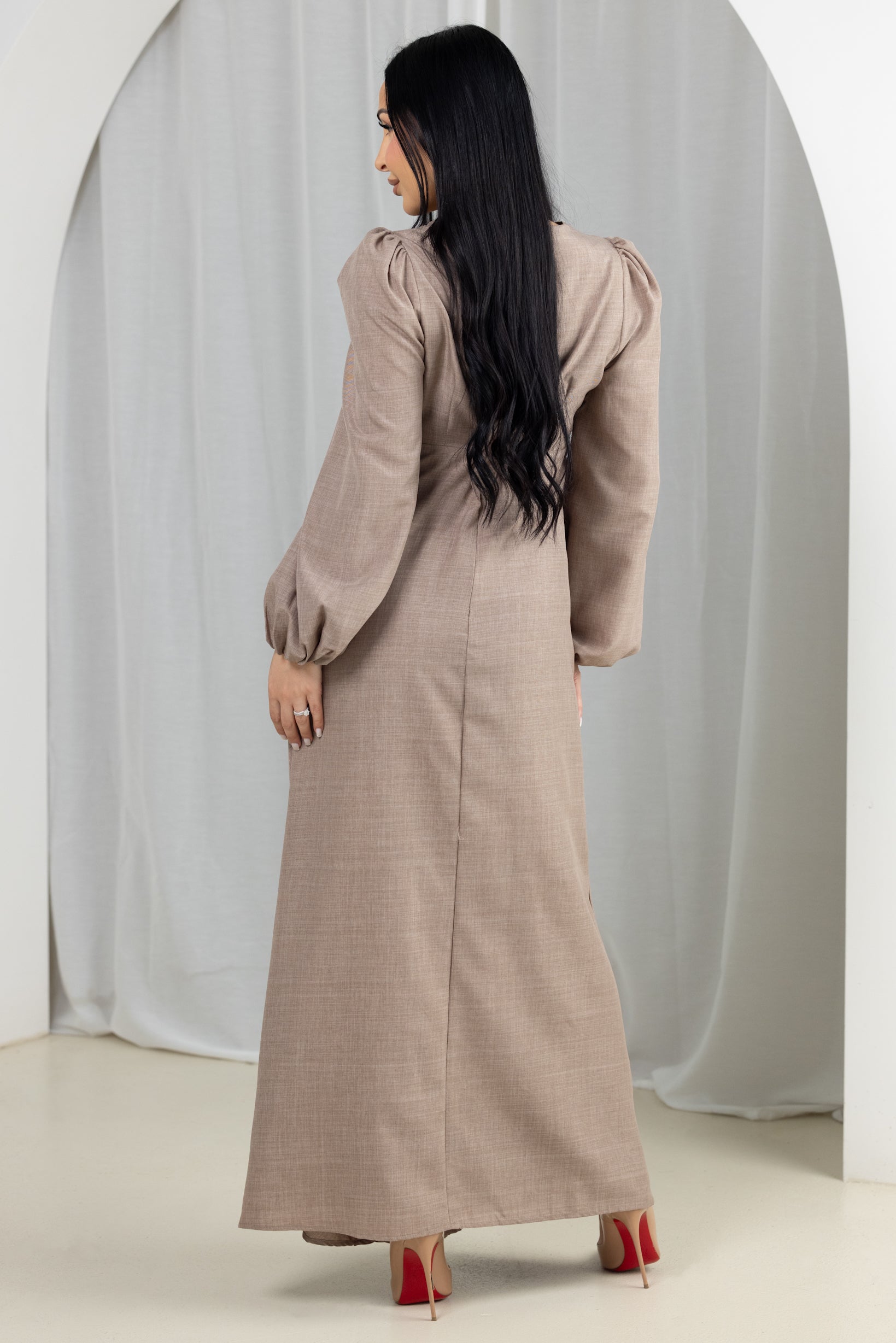 M8926Coffee-maxi-dress