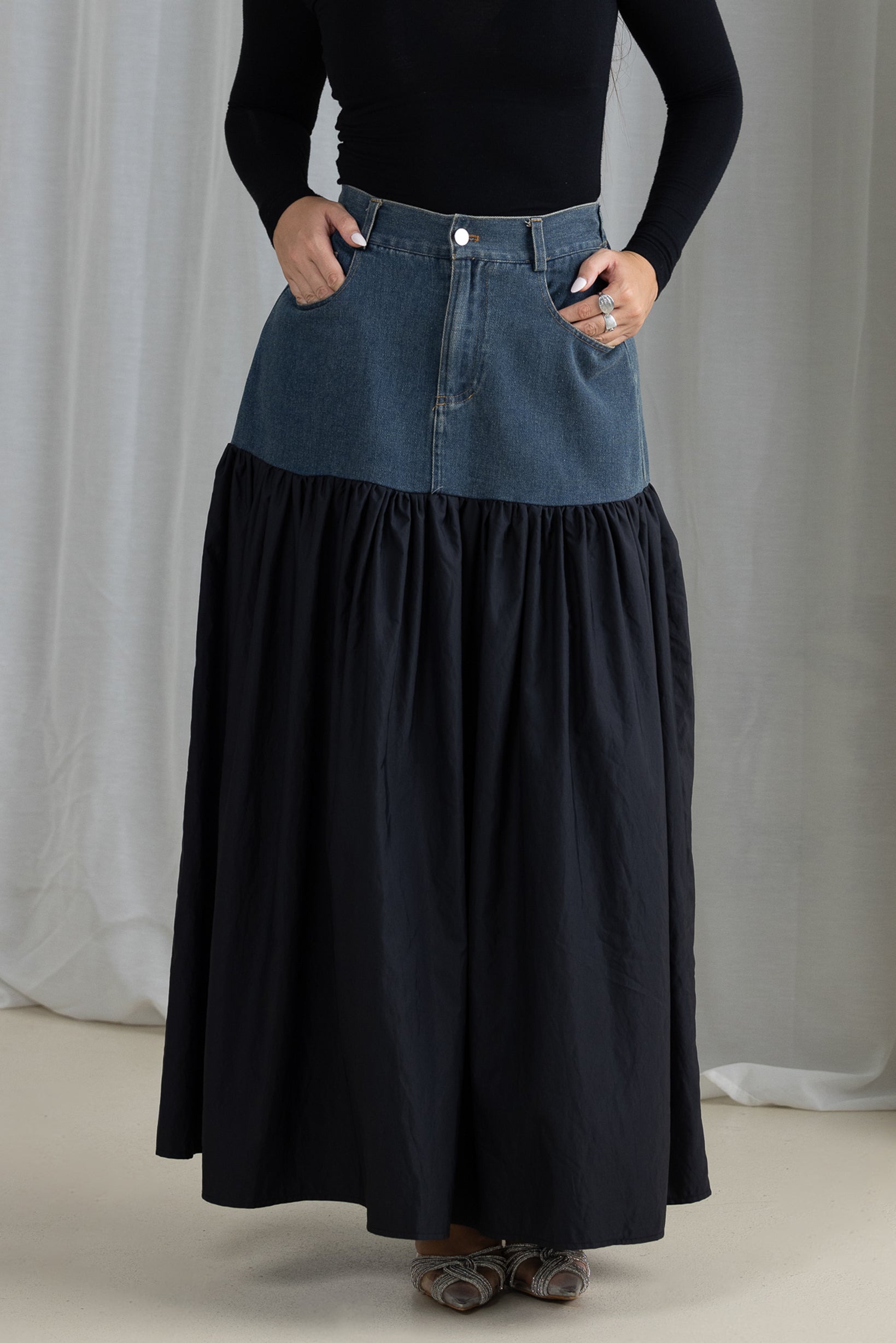 Areem Parachute Denim Skirt