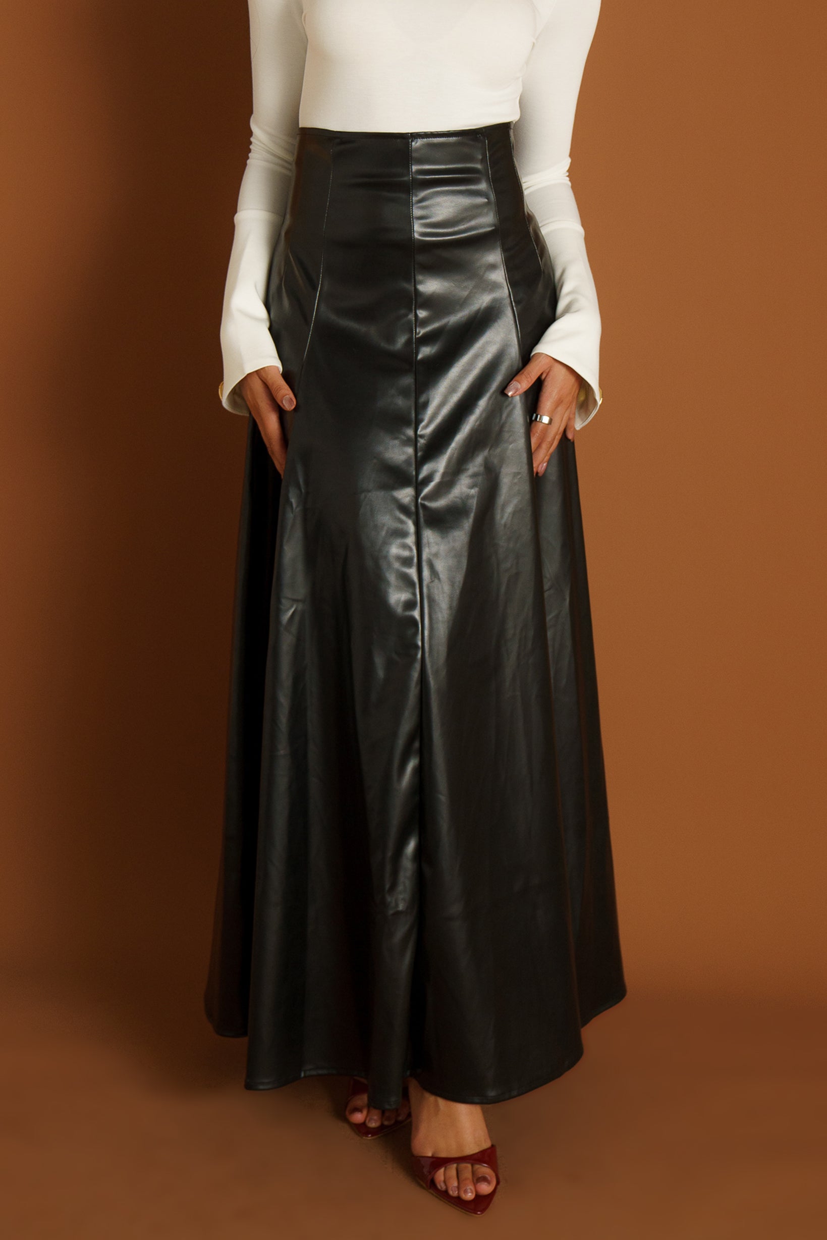 Runway High Waist Leather Skirt