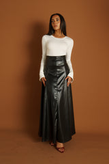 Runway High Waist Leather Skirt