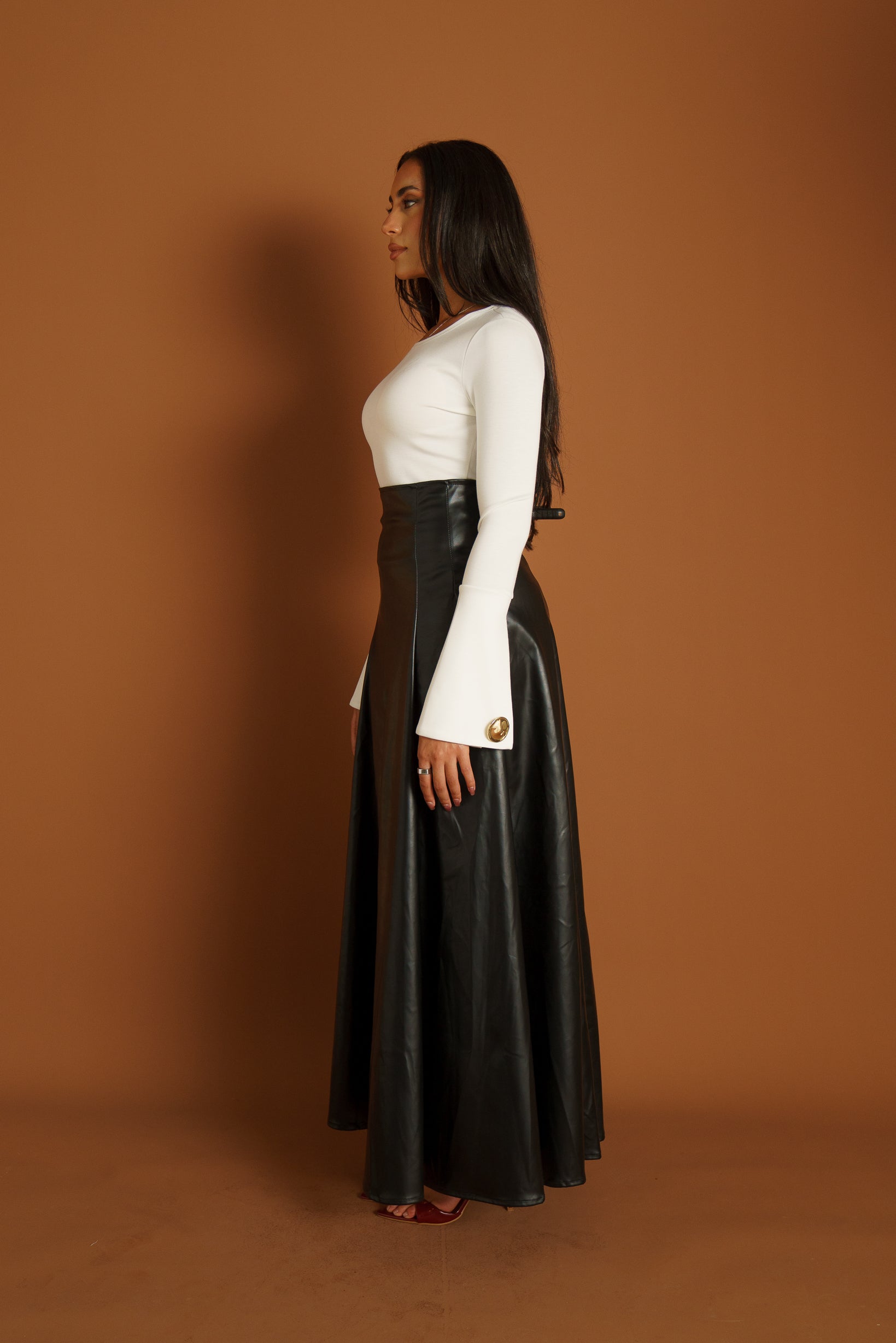 Runway High Waist Leather Skirt