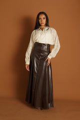 Runway High Waist Leather Skirt