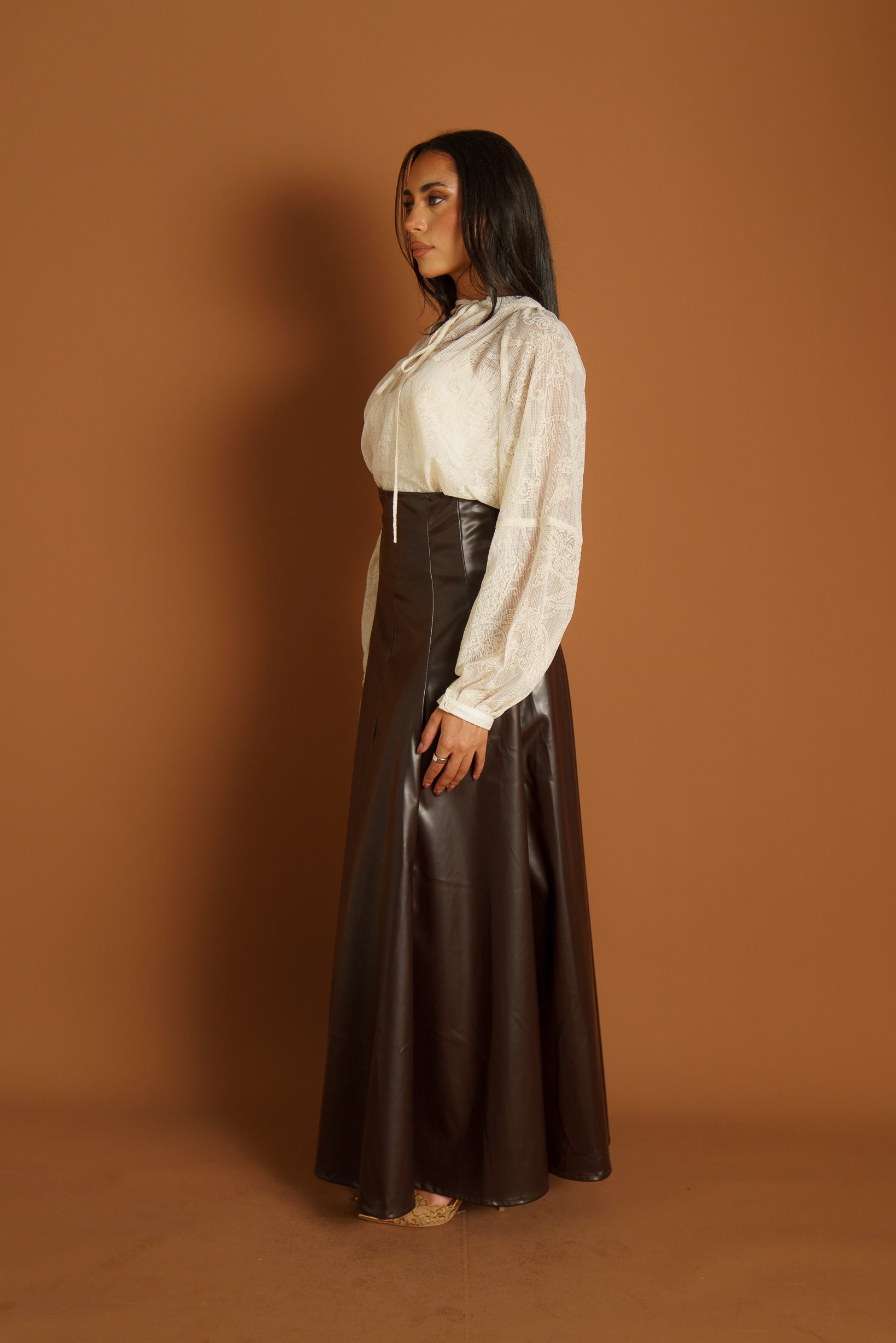 Runway High Waist Leather Skirt