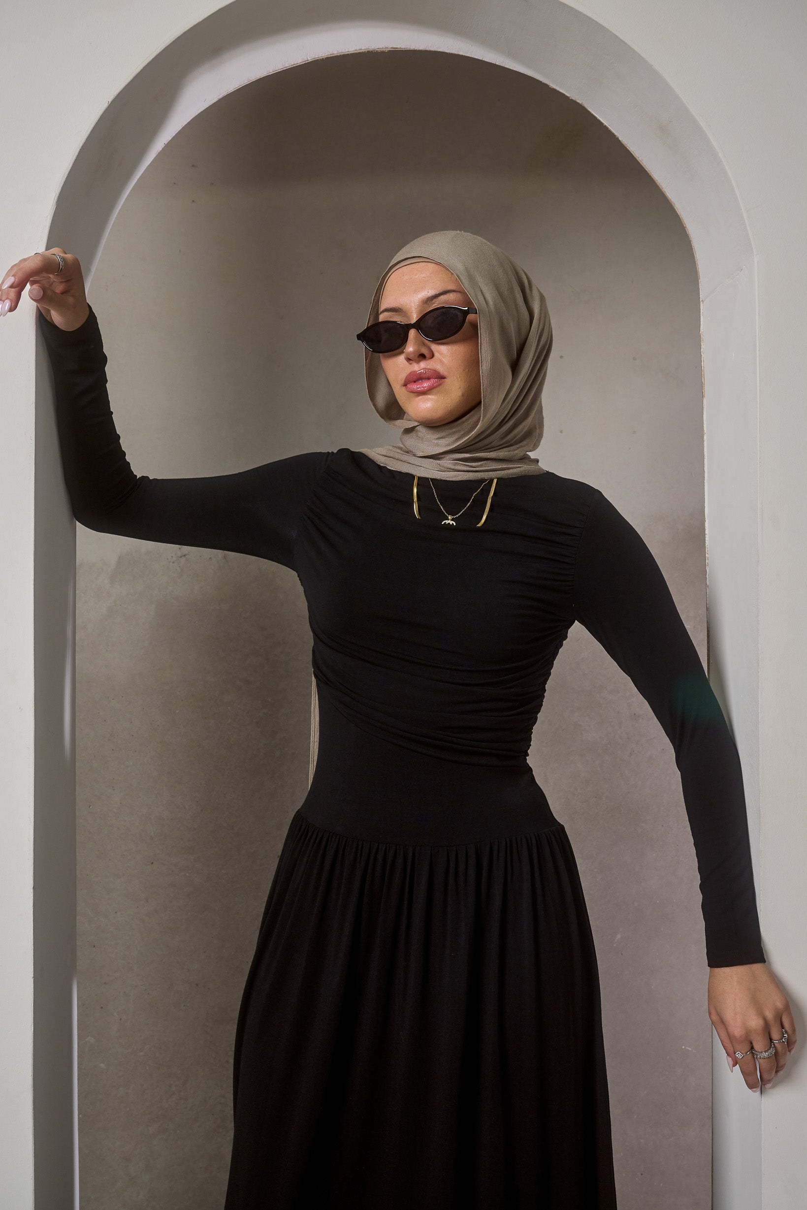 Shaye Pleated Jersey Dress