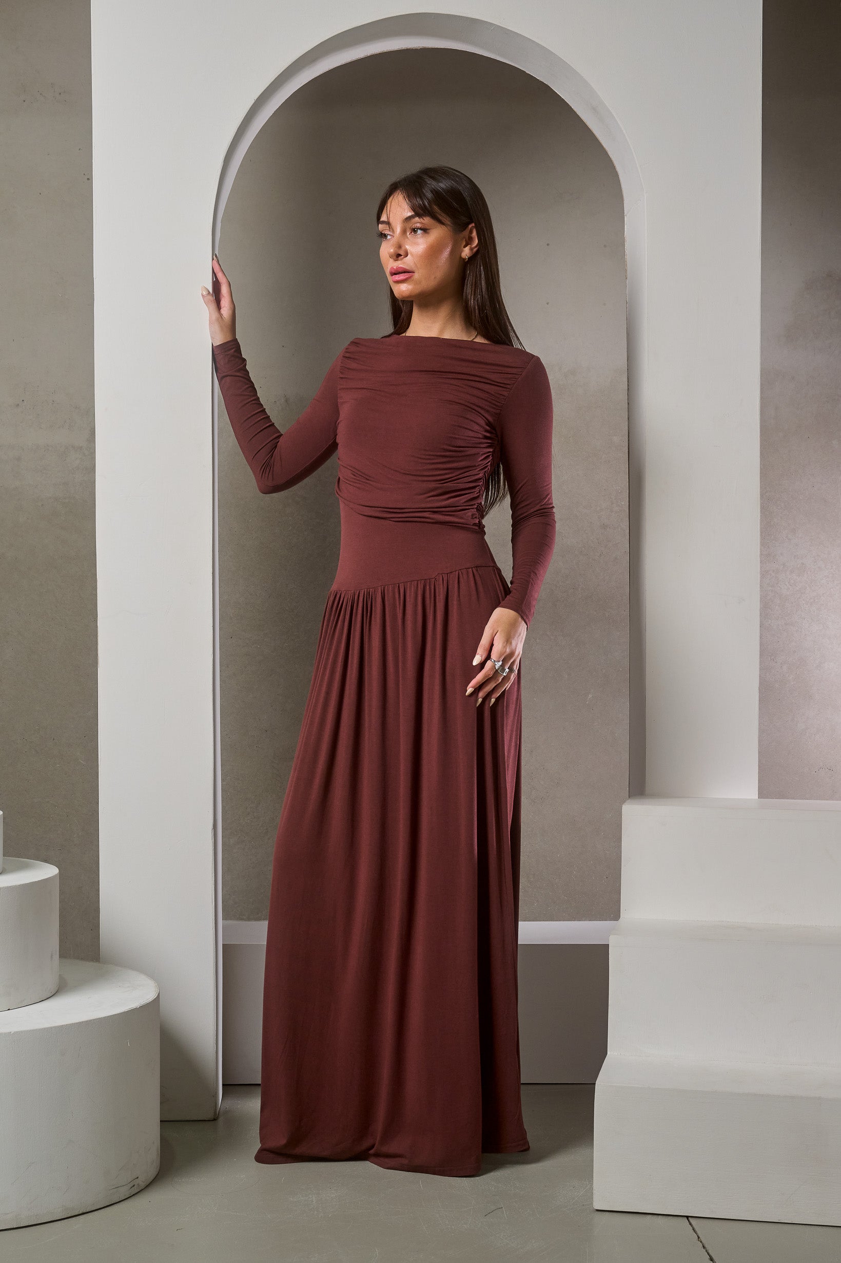 Shaye Pleated Jersey Dress
